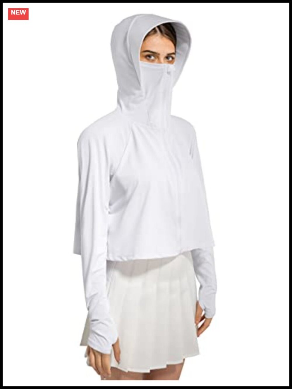 UPF 50+ Lightweight Zip Up Hoodie with Face Mask Sun Protection Running Jacket
